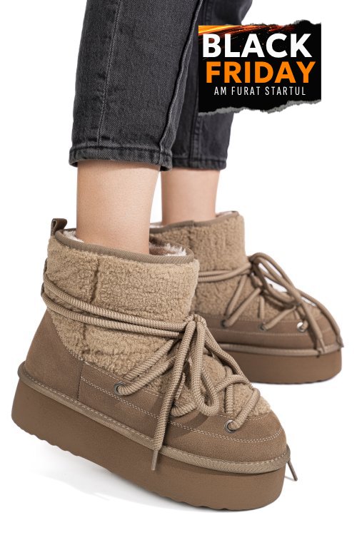 Cizme taupe piele naturala intoarsa 1s77265