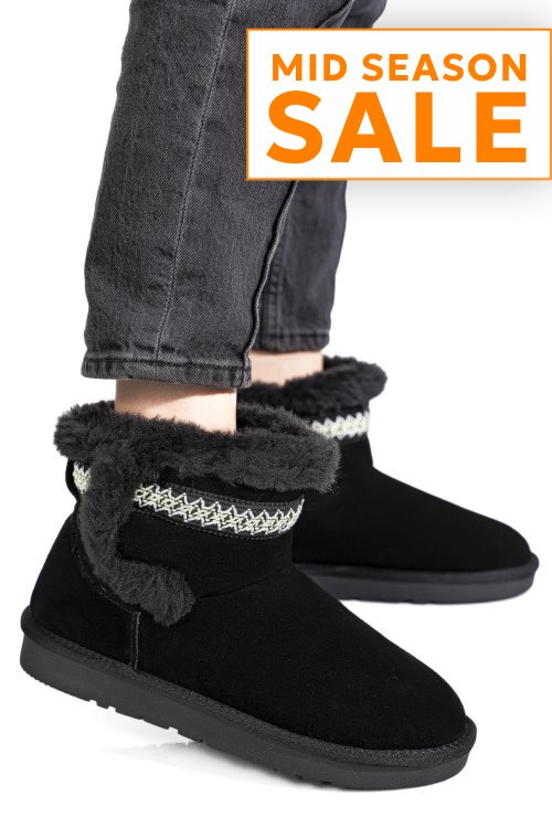 Cizme negre piele naturala intoarsa is771214