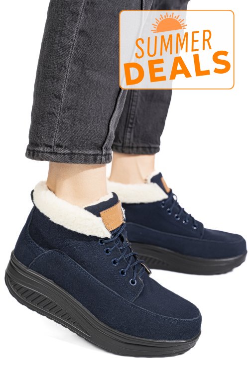 Ghete navy piele naturala intoarsa asp603-1