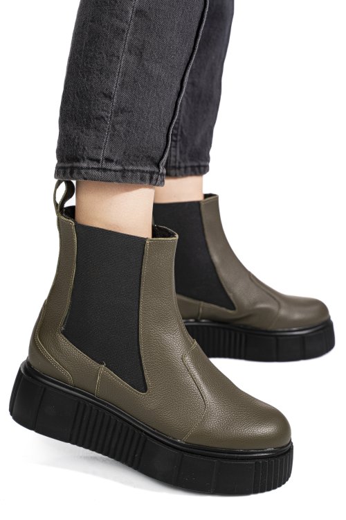 Ghete olive piele naturala 2pc01l
