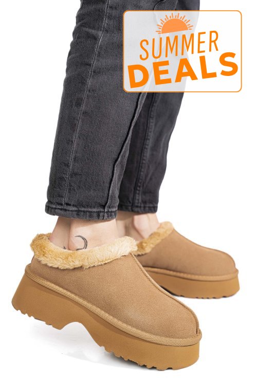 Saboti camel piele naturala intoarsa 1s77273