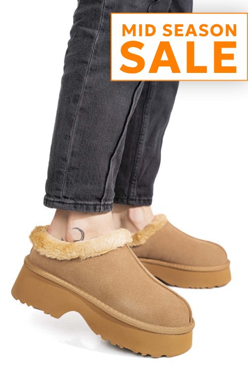 Saboti camel piele naturala intoarsa 1s77273