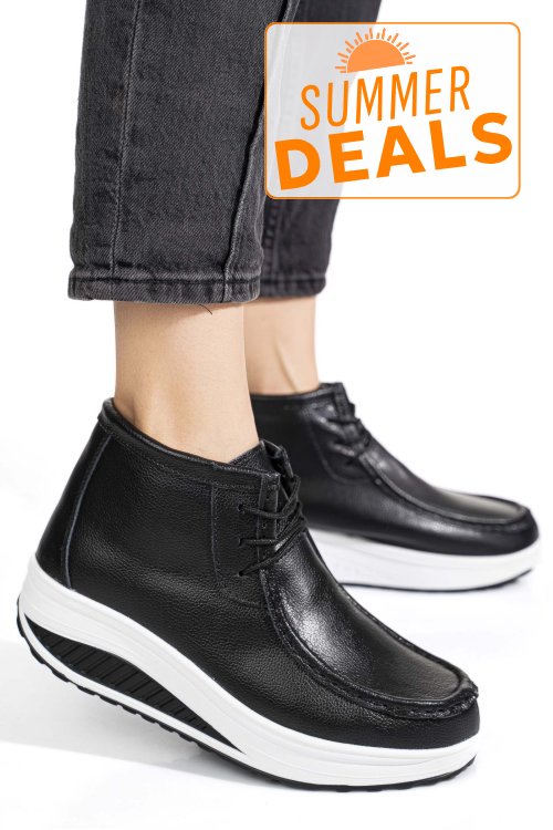 Ghete negru alb piele naturala asp385