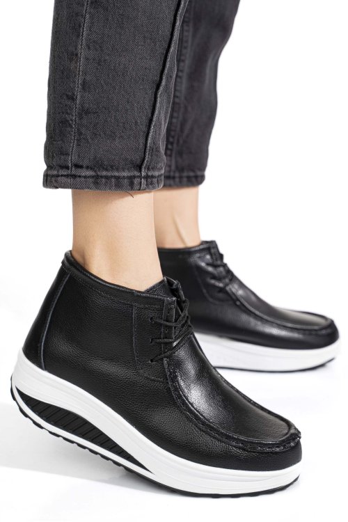 Ghete negru alb piele naturala asp385