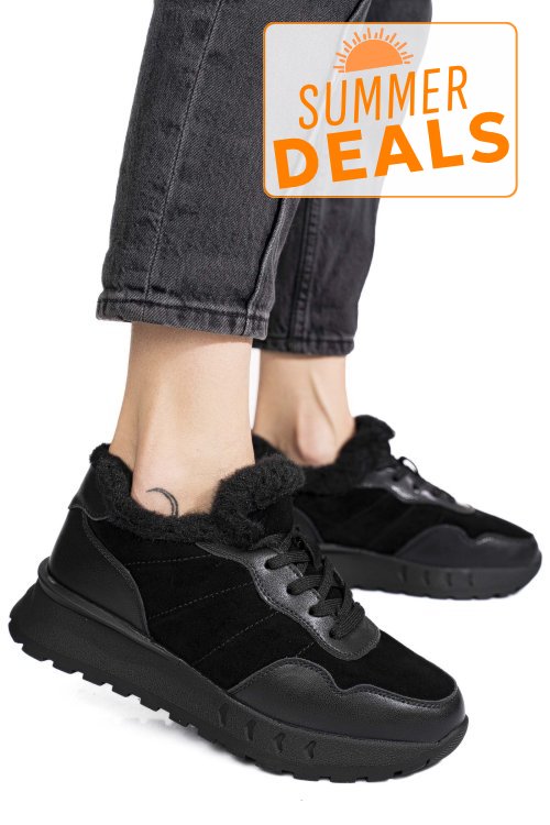Pantofi sport negri piele naturala fsp001-867