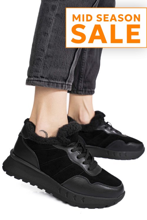 Pantofi sport negri piele naturala fsp001-867
