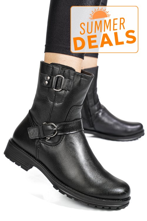 Ghete negre piele naturala anny