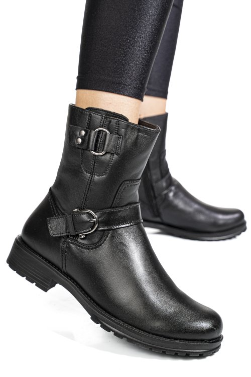Ghete negre piele naturala anny