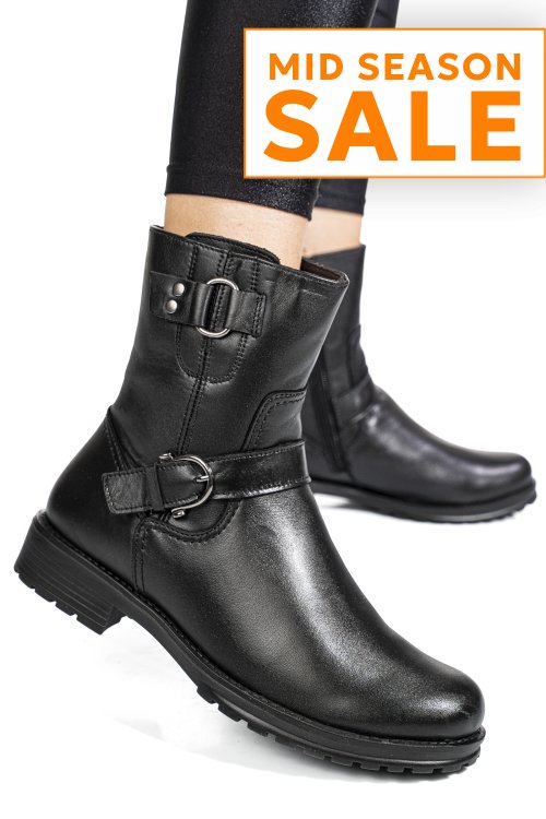Ghete negre piele naturala anny