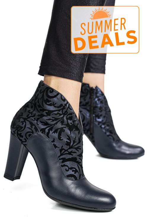 Botine bleumarin piele naturala intoarsa 7s7790