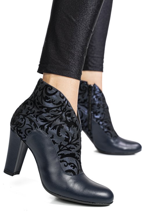 Botine bleumarin piele naturala intoarsa 7s7790