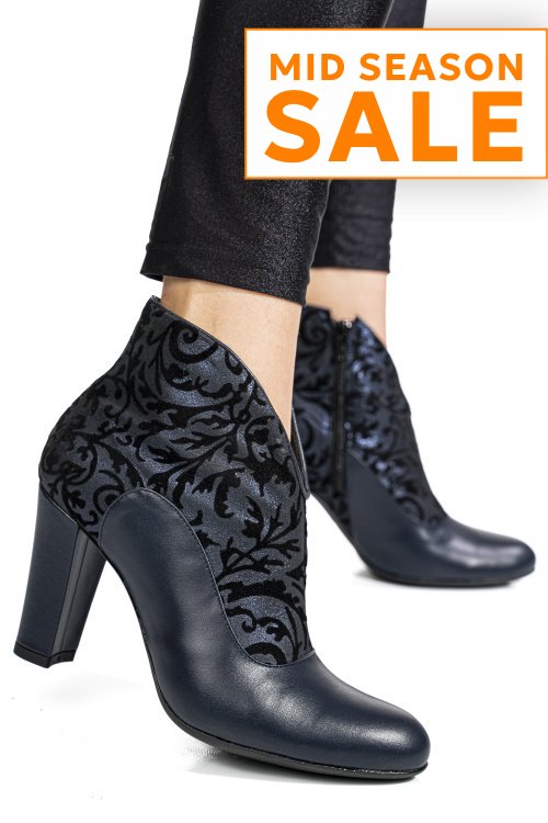 Botine bleumarin piele naturala intoarsa 7s7790