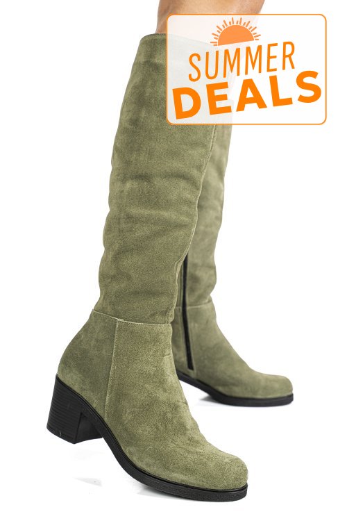 Cizme olive piele naturala intoarsa 8s7700
