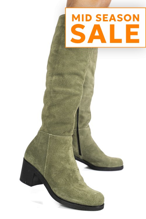 Cizme olive piele naturala intoarsa 8s7700