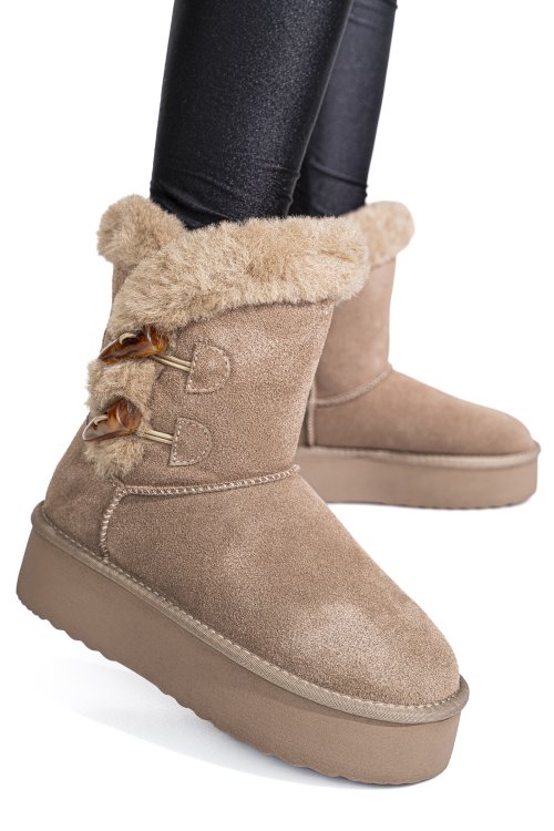 Cizme taupe piele naturala intoarsa 1s77279