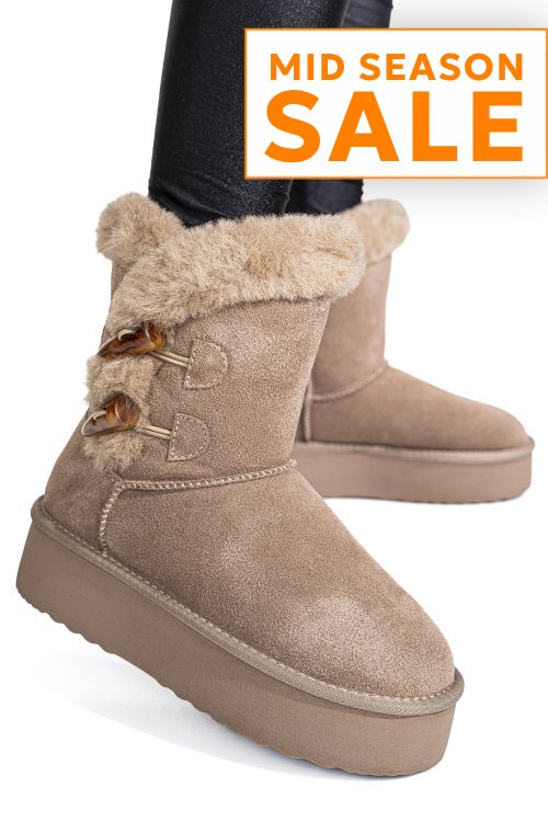 Cizme taupe piele naturala intoarsa 1s77279