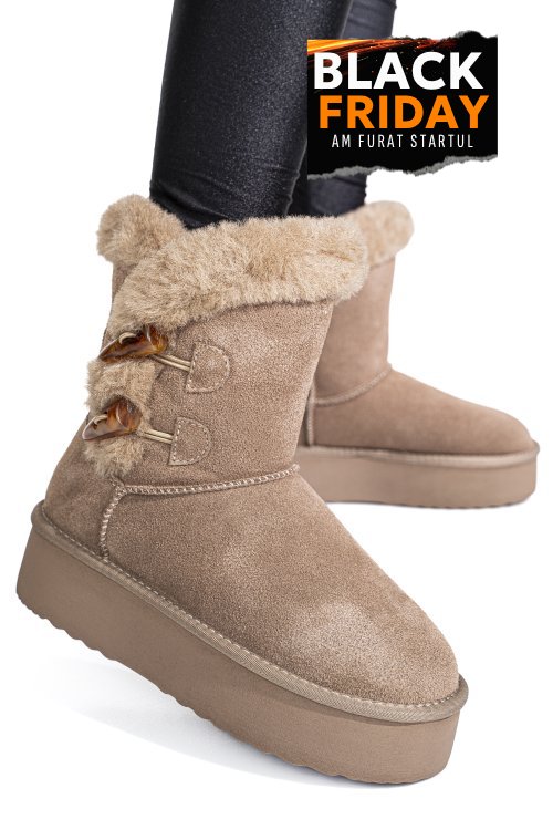 Cizme taupe piele naturala intoarsa 1s77279