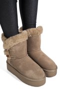 CIZME TAUPE PIELE NATURALA INTOARSA 1S77279