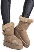 CIZME TAUPE PIELE NATURALA INTOARSA 1S77279
