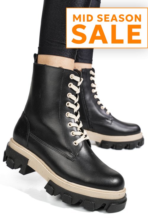 Ghete negru alb piele naturala 1s7724