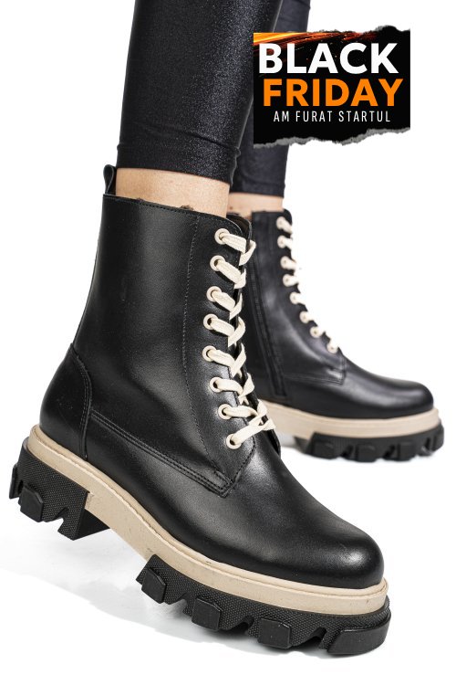 Ghete negru alb piele naturala 1s7724