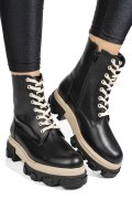GHETE NEGRU ALB PIELE NATURALA 1S7724