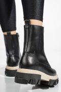 GHETE NEGRU ALB PIELE NATURALA 1S7724