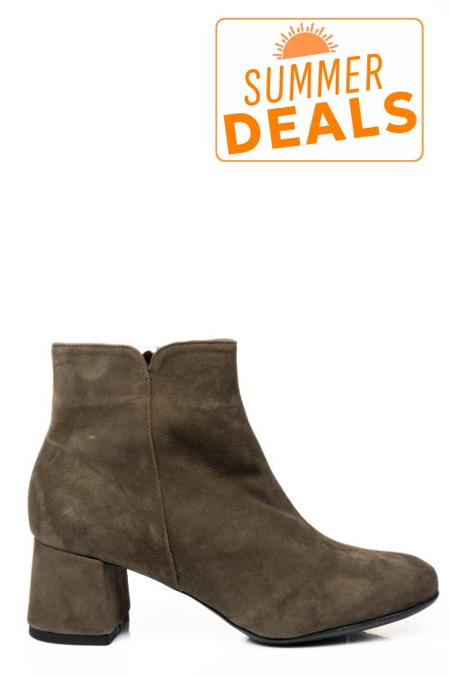 Botine dama piele naturala intoarsa khaki 7s7721