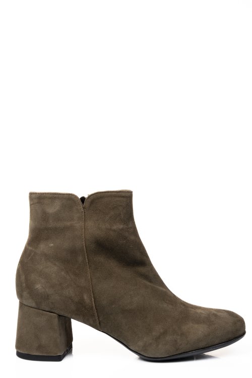 Botine dama piele naturala intoarsa khaki 7s7721