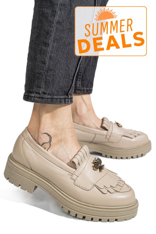 Mocasini bej piele naturala 3s7701