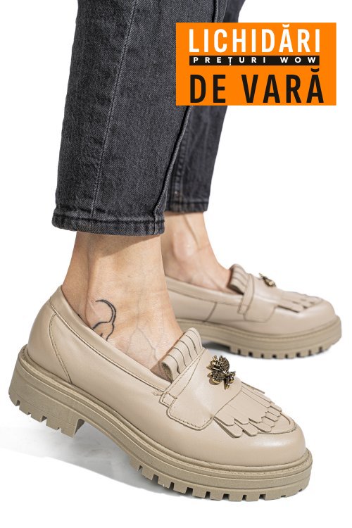 Mocasini bej piele naturala 3s7701