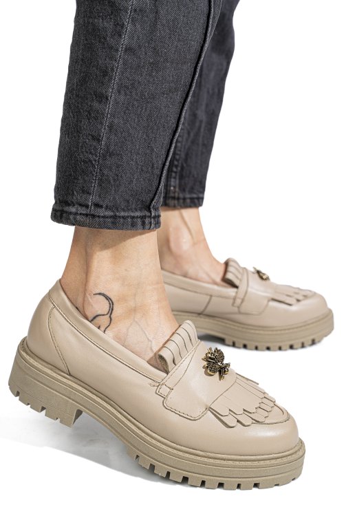 Mocasini bej piele naturala 3s7701