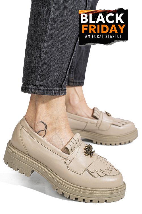 Mocasini bej piele naturala 3s7701