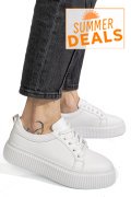 PANTOFI SPORT ALBI PIELE NATURALA 2S7721