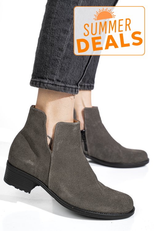 Ghete gri piele naturala intoarsa 0s7726