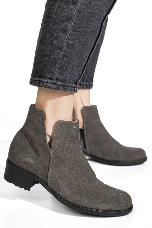 Ghete gri piele naturala intoarsa 0s7726