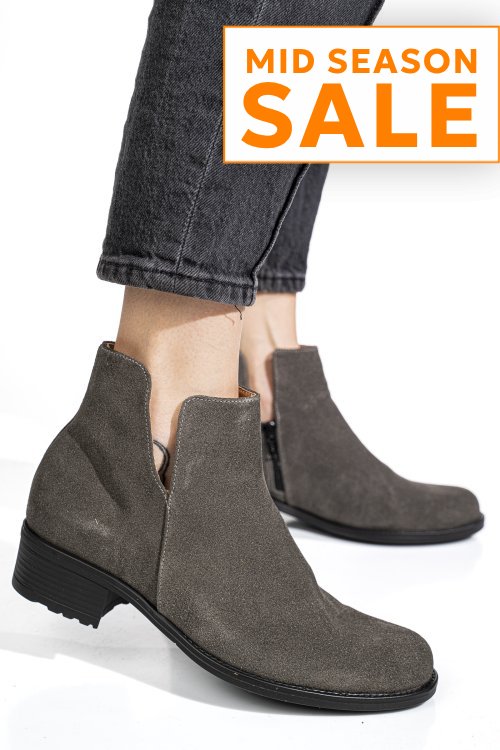 Ghete gri piele naturala intoarsa 0s7726