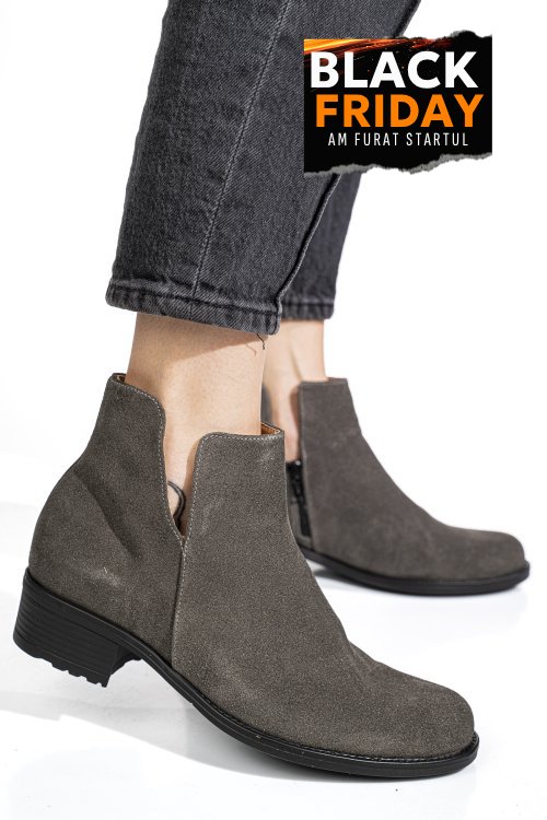 Ghete gri piele naturala intoarsa 0s7726