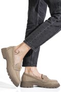 MOCASINI TAUPE PIELE NATURALA INTOARSA 4S77250