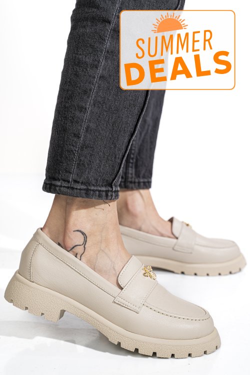 Mocasini bej piele naturala 4s77250