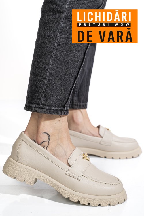 Mocasini bej piele naturala 4s77250