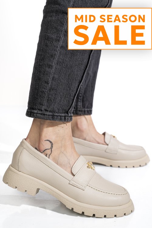 Mocasini bej piele naturala 4s77250