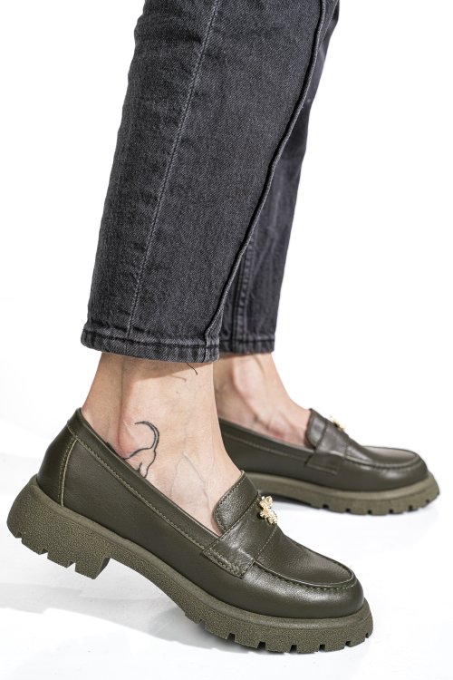 Mocasini khaki piele naturala 4s77250