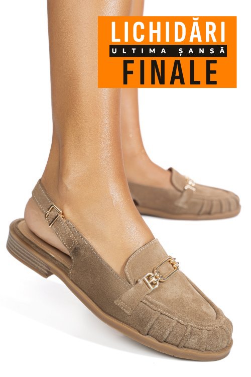 Pantofi taupe piele naturala intoarsa as773746