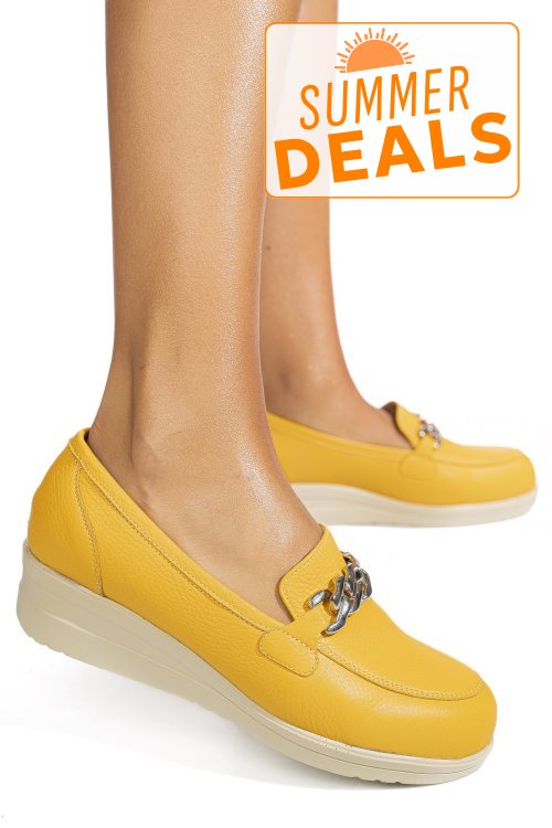 Pantofi galbeni piele naturala 1s77299