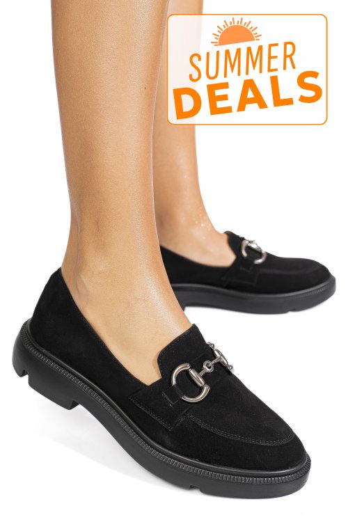 Mocasini negri piele naturala intoarsa 1s77243