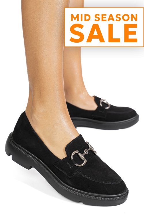 Mocasini negri piele naturala intoarsa 1s77243