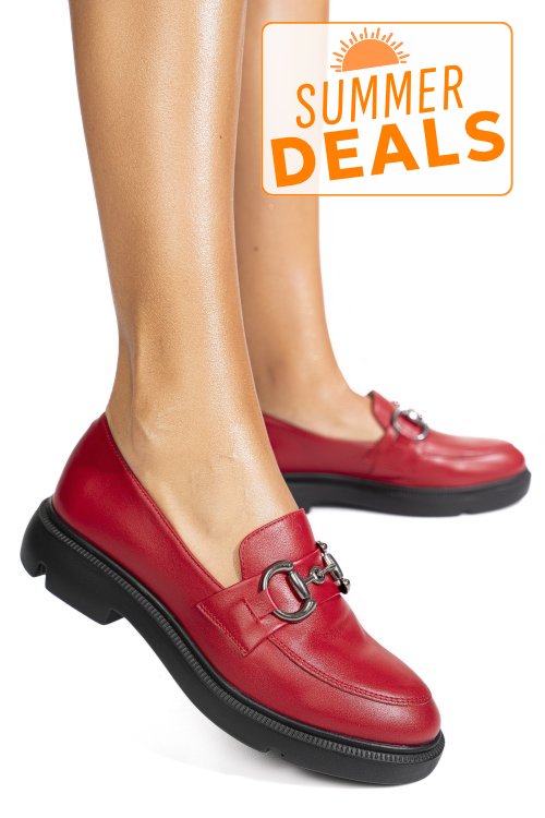 Mocasini rosii piele naturala 1s77243