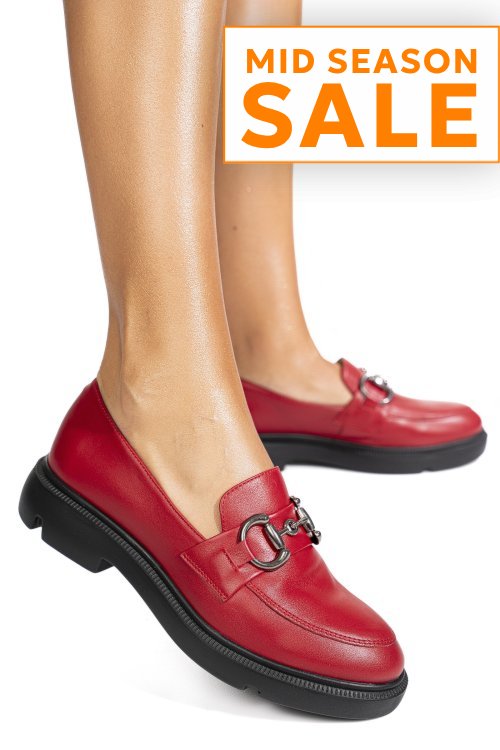 Mocasini rosii piele naturala 1s77243