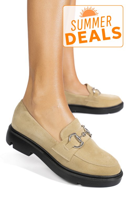 Mocasini bej piele naturala intoarsa 1s77243